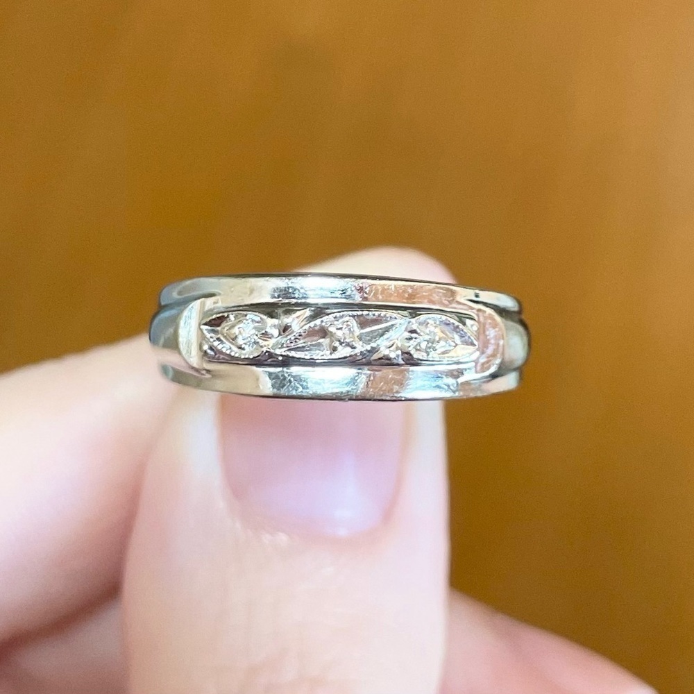 14K Loveland thick solid white gold 7mm vintage heavy size 9 band ring​​​​​​​ - Picture 6 of 11